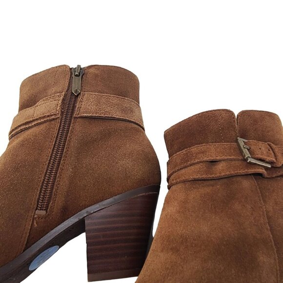 Sam Edelman Womens Lynne Boot Size  6.5 Camel Suede Block Heel Ankle Strap Boho - Picture 9 of 11